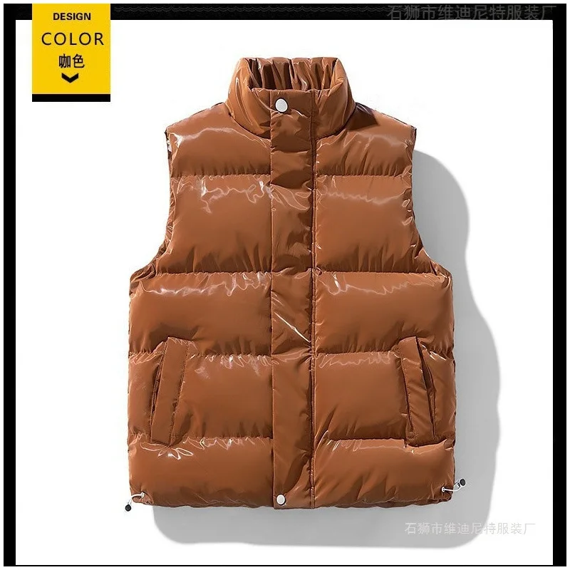 

Autumn and winter couple glossy warm cotton vest casual loose stand collar versatile vest vest
