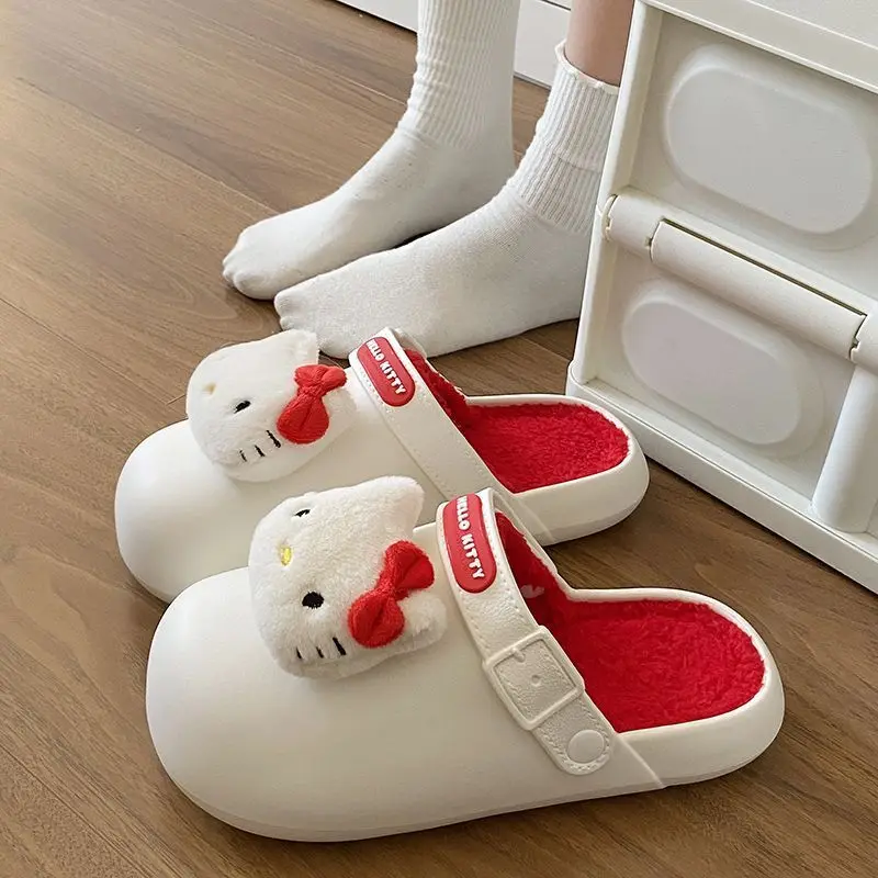 

Sanrio Ladies Shoes Y2K Hello Kitty Winter Footwear Indoor Living Room Anti-Slip Slippers Casual Fashion Adult House Shoe New