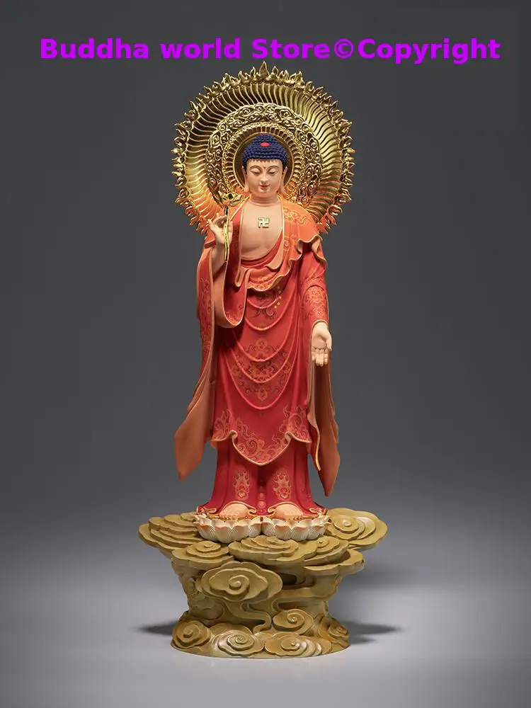Global Limited TOP Painted Buddha figure Peace Buddha 100% Handmade Bronze Sculpture copper carving Decorate Buddha statue