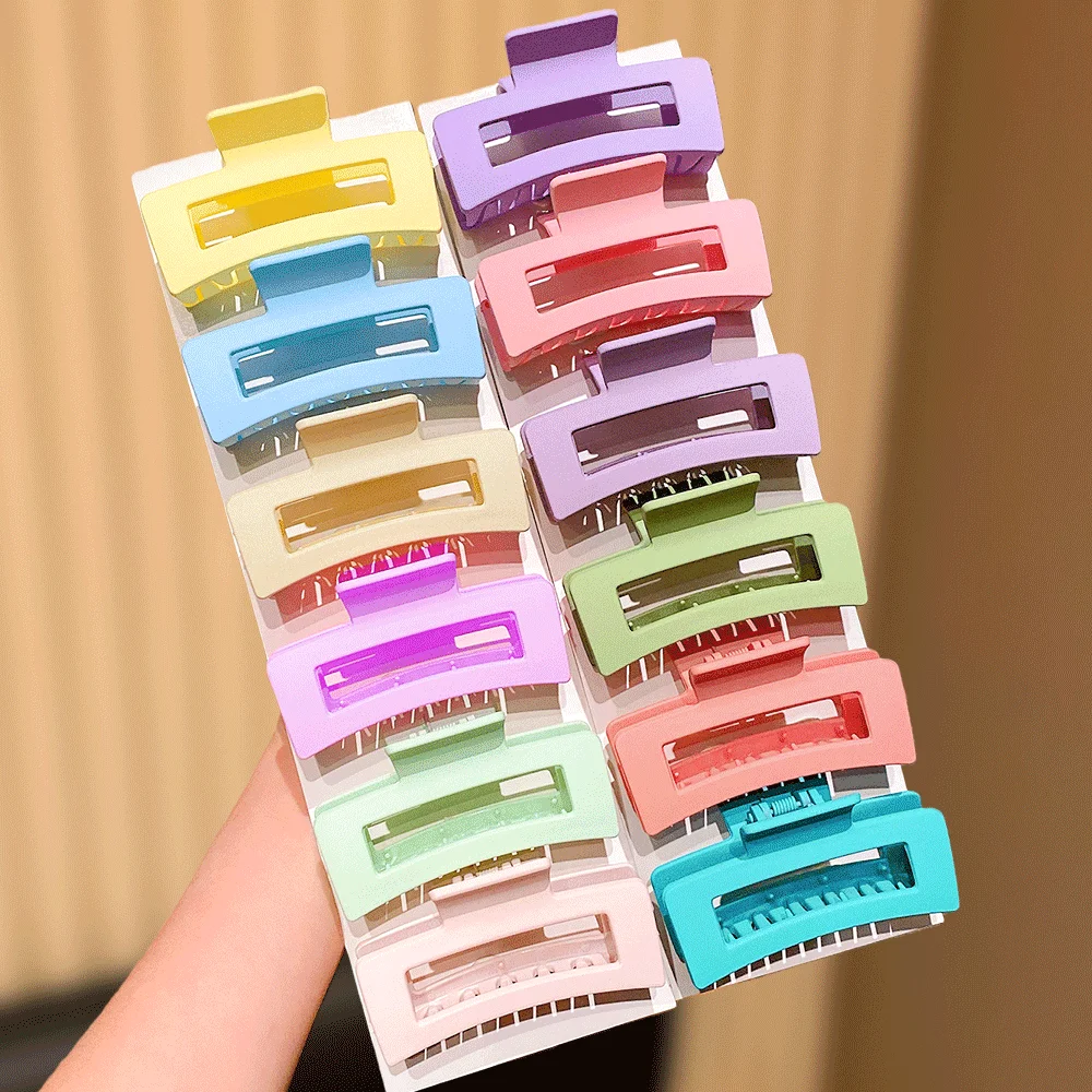 12/6-Pack Solid Color Square Hair Grips Fashionable Everyday Hair Accessories Styling Hairdo Enhancer for Casual Dates Home Use