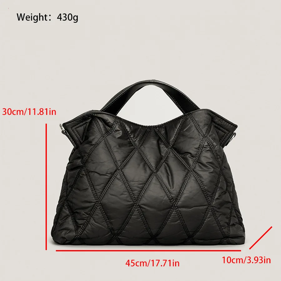 WUXIATE Shangling ge space cotton tote bag new down filled tote bag simple solid color shoulder bag