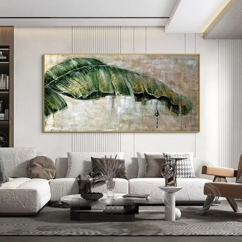 High Quality Handmade Oil Painting With Rain Beating On Banana Trees For  Home  Decoration Bedroom Living Room Dining Room mural