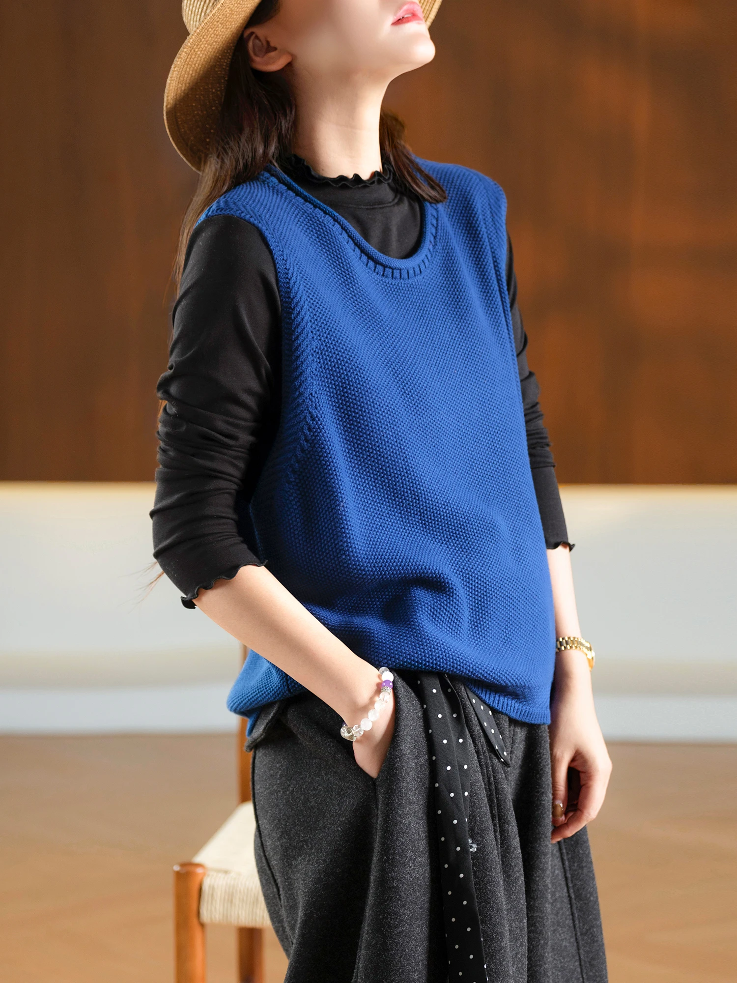 Small Ear Production 10 Colors Dyed Three-Dimensional Osmanthus Needle Multi-Fiber Cotton Thread Sleeveless Women's Vest