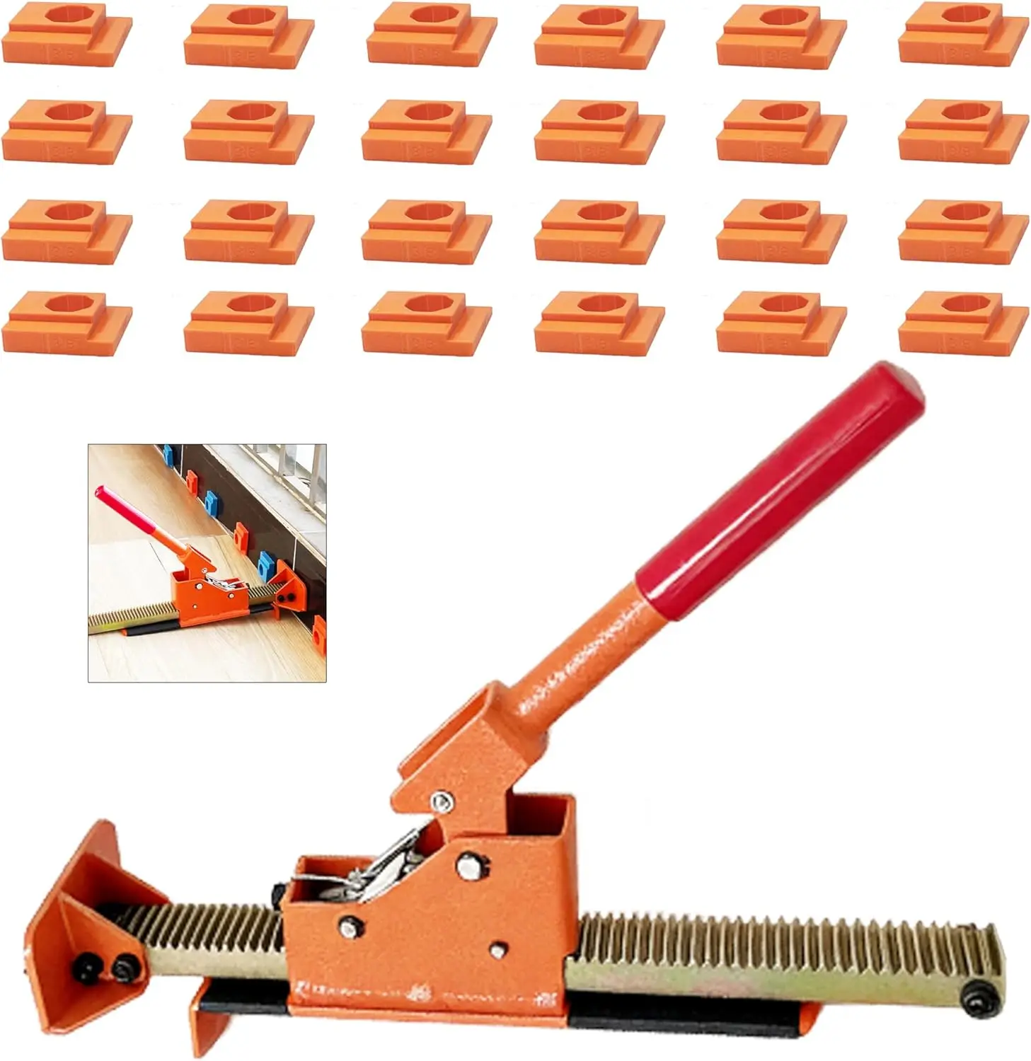 

Hardwood Flooring Jack & Spacers Kit - Durable Carbon Steel, Multiple Specs for Laminate Vinyl Engineered DIY Installation