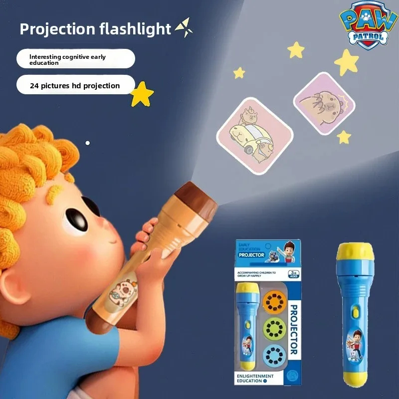 

Cute Paw Patrol Projection Flashlight Glowing Toy Anime Figure Movie Peripherals Kawaii Dog Torch Lamp Children Birthday Gifts