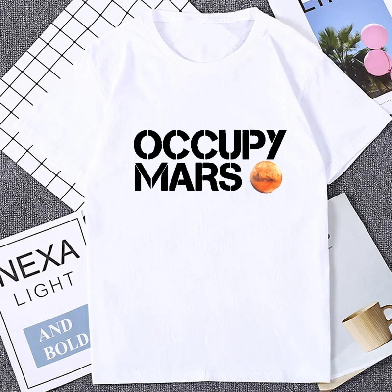 Funny Design Occupy Mars NEW Men's Space X T Shirt Korea Style Fashion Casual Summer Hot Sale Male Tshirt Yearning for Space Tee