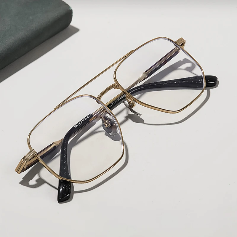 

Очки унисекс с оправой из чистого титана, вставками из сандалового дерева и двойными дужками, ультралегкие, большого размера