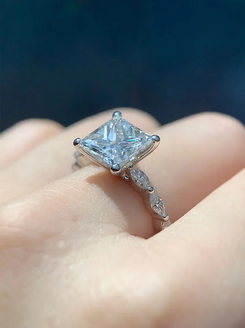 IGI Lab Growing Diamond Ring Princess shape D Color 1 2 3Ct Solid 10K White Gold Ring Diamond wedding Factory Engagement Ring