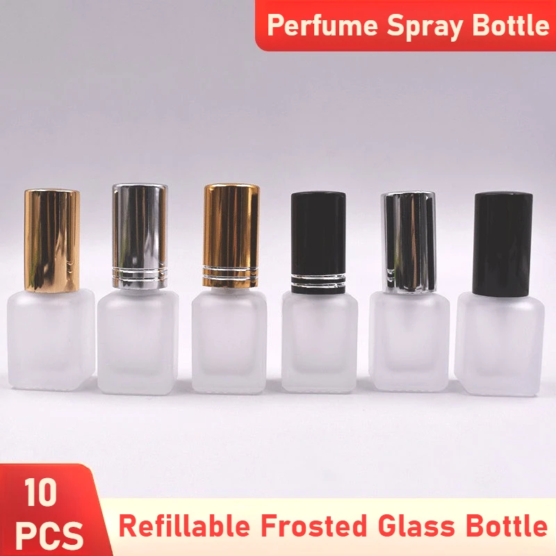 

10PCS 5ml Mini Square Frosted Perfume Spray Bottle Refillable Travel Portable Essential Oil Cosmetics Atomizer Dispenser Bottle
