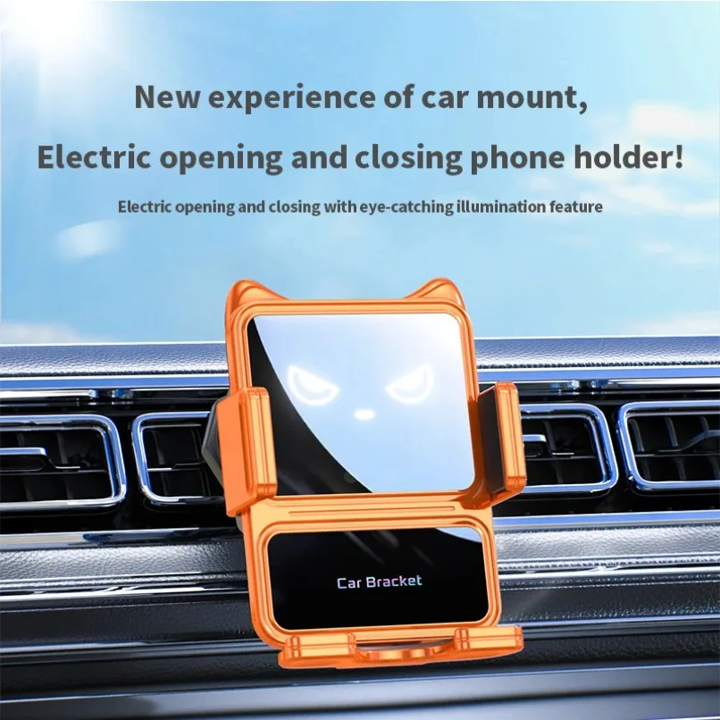 Auto Clamping Car Phone Holder Wireless Charger Infrared Sensor Air Vent Fast Charging Cute Cartoon For iPhone All Cell Phones