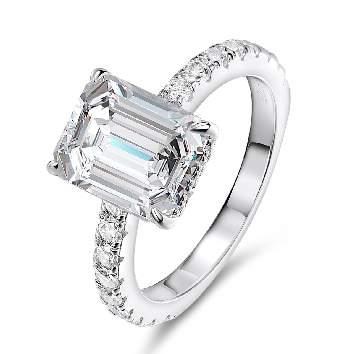 OEVAS 4 Carat D Color Radiant Emerald Cut full Moissanite Wedding Ring For Women 100% 925 Sterling Silver Party Fine Jewelry