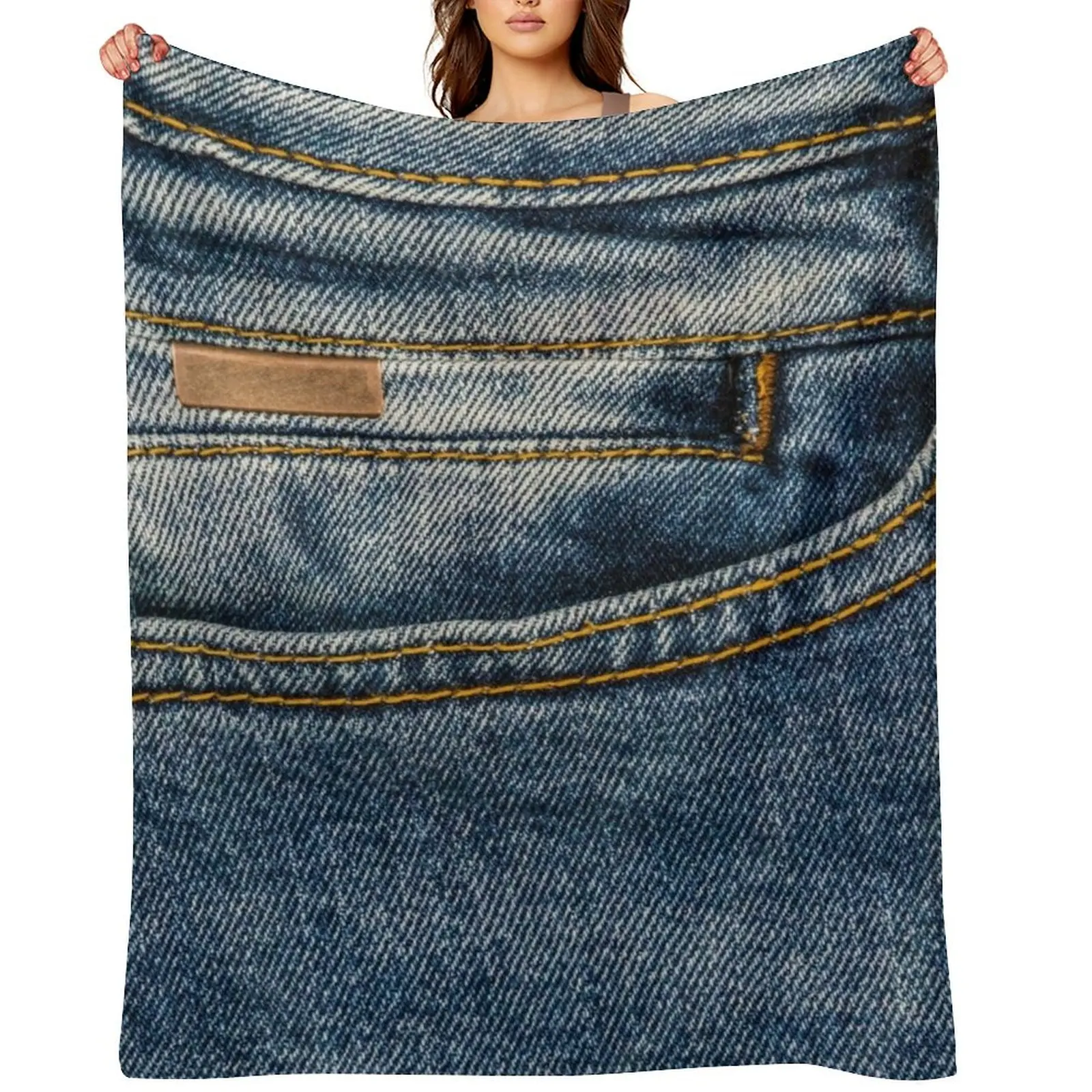 

Front pocket I love bluejeans denim Throw Blanket Bed Polar Decorative Throw Sofa Blankets