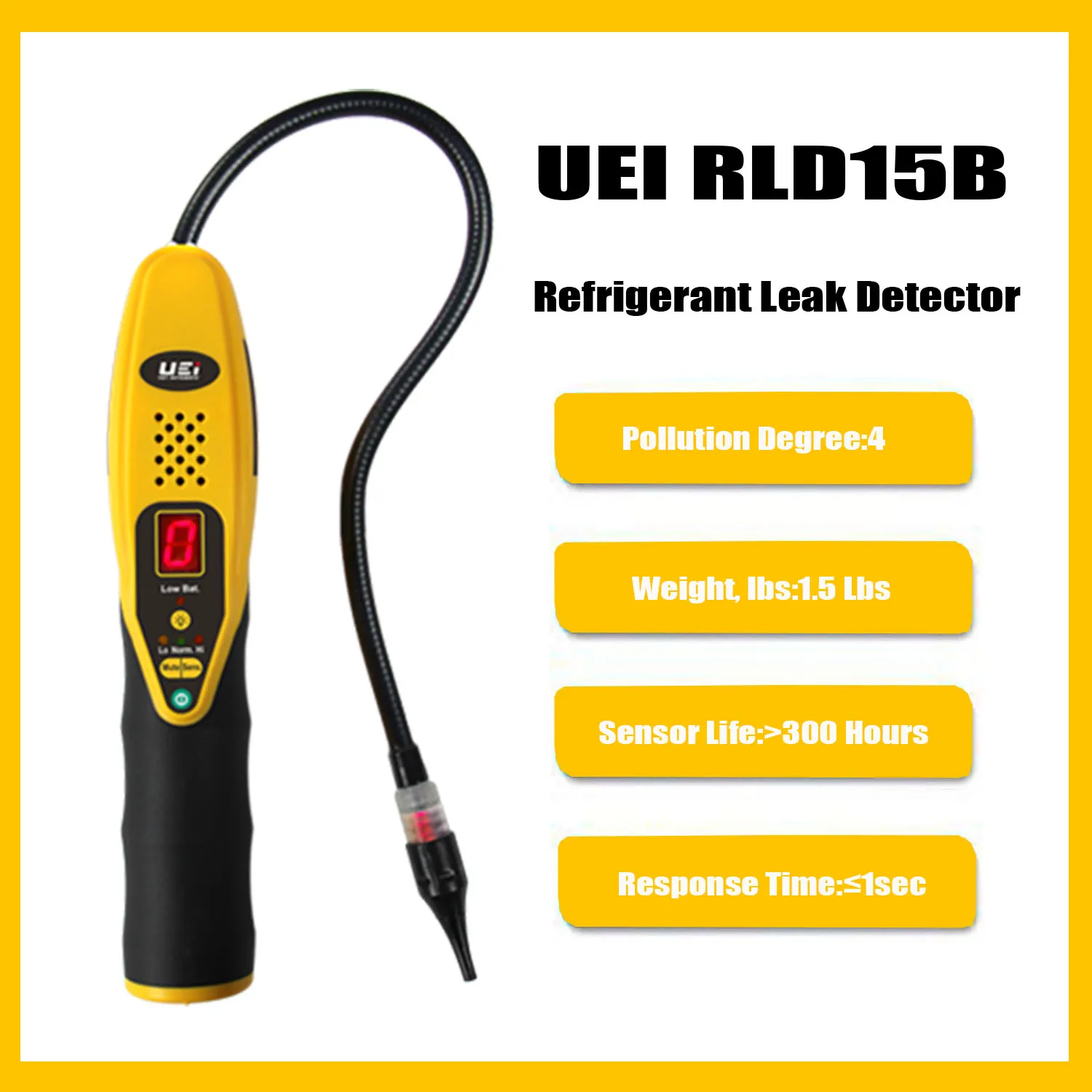 UEI RLD15B Refrigerant Leak Detector w/ Solid Electrolyte,Operating Temperature -24 to 125˚F,Display Refresh Rate 3/sec.New.