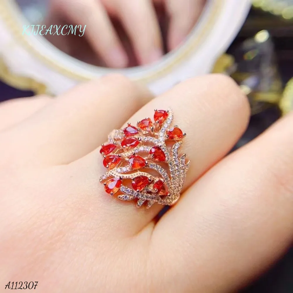 

KJJEAXCMY Brand Boutique Jewelry 925 Sterling Silver Natural Red Sapphire Women's Ring Girlfriend's Birthday Party Gift