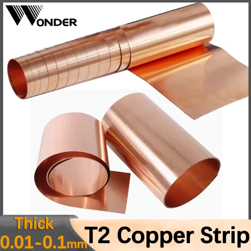 Thickness 0.01mm-0.1mm ultra-thin 99.99% Pure Copper Foil Strip High Purity T2 Red Copper Sheet Roll