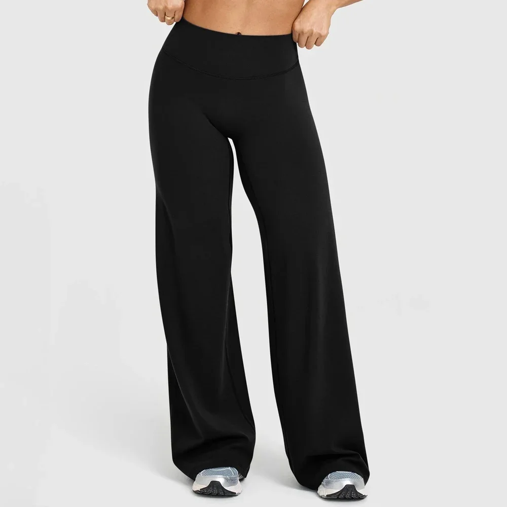 

2025 Straight-Leg Pants Ultra Soft Butter Fabric Women's Mid-Waist Yoga Pants GYM Naked Feel Pilates Running Sport Trousers