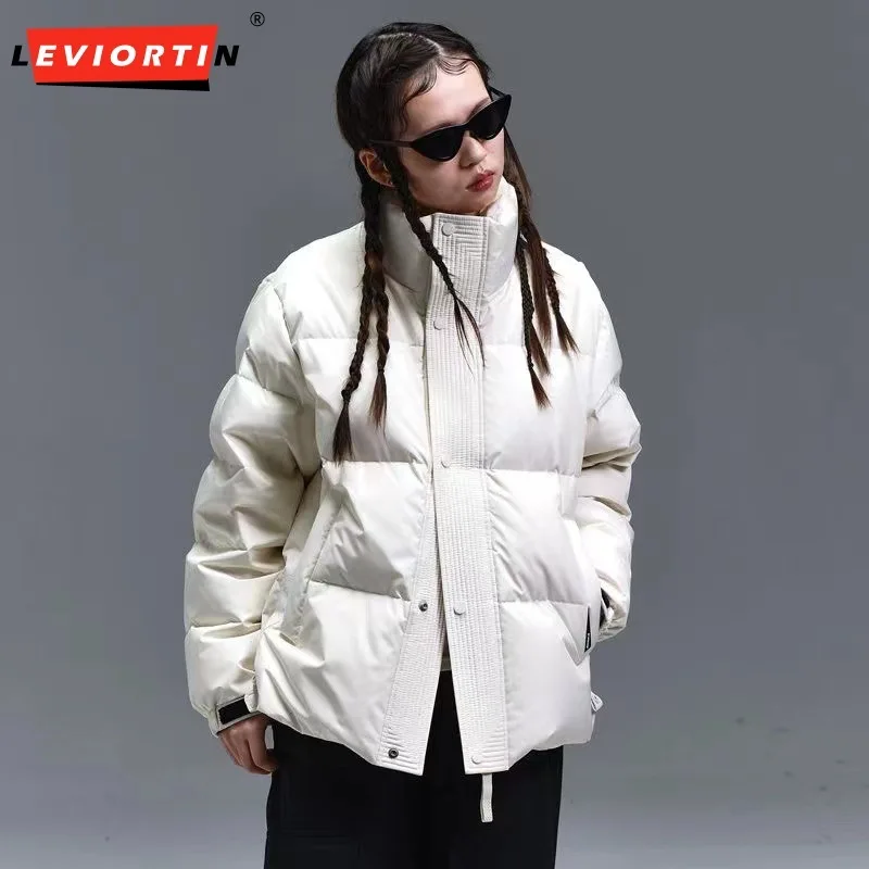 Koreańskie style Męska kurtka puchowa ze stójką Unisex Streetwear Luksusowe Slim Fi Utrzymuj ciepło Modne kurtki puchowe z kaczego puchu