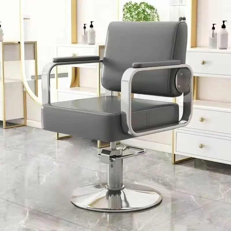 Barber Chair, Stainless Steel Lift Chair, Hair Salon Furniture, Fashionable Styling Seat, Perm and Dyeing Station - view 6