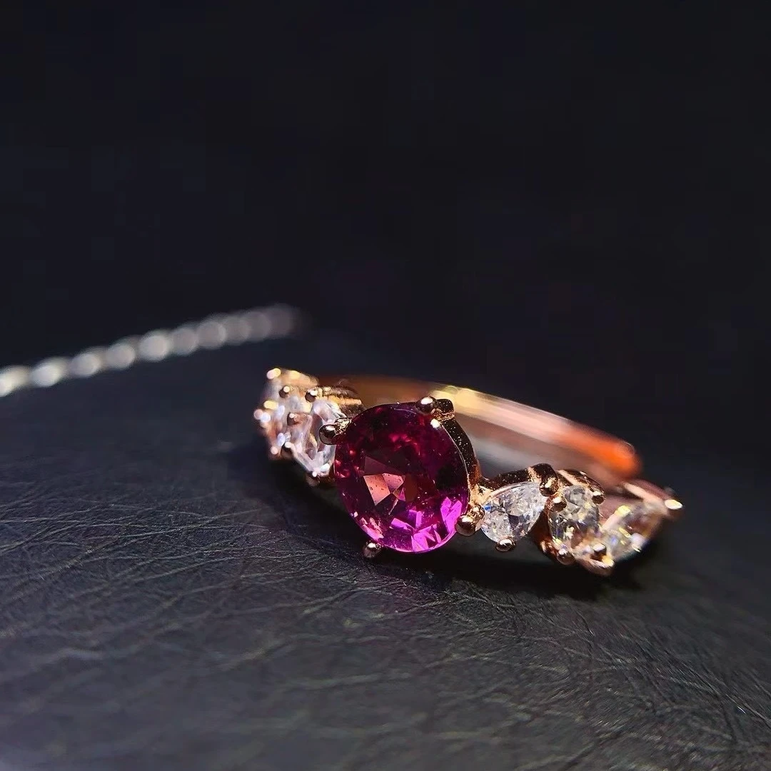 

KJJEAXCMY High End Women's Ring Natural Tourmaline S925 Silver with Electroplating Boasting High Clarity Full Brilliance