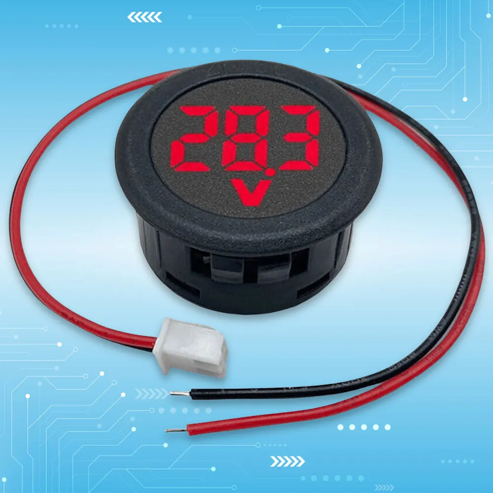 DC 4-100V DC Digital Voltmeter Head Reverse Connection Protection LED Digital Display Round Voltmeter Head Small Volt Test Tool
