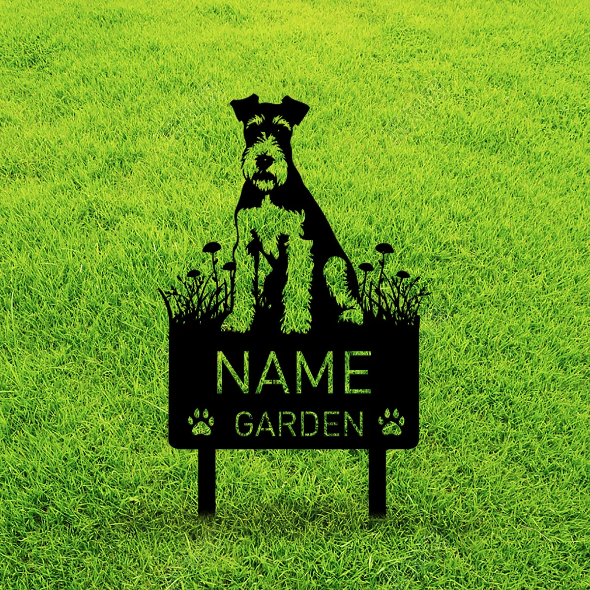 Niestandardowy drut Fox Terrier Dog Metal Memorial Garden Stake Spersonalizowany znacznik grób dla zwierząt Znak z imieniem Pamięć Stake Decor Sympatia