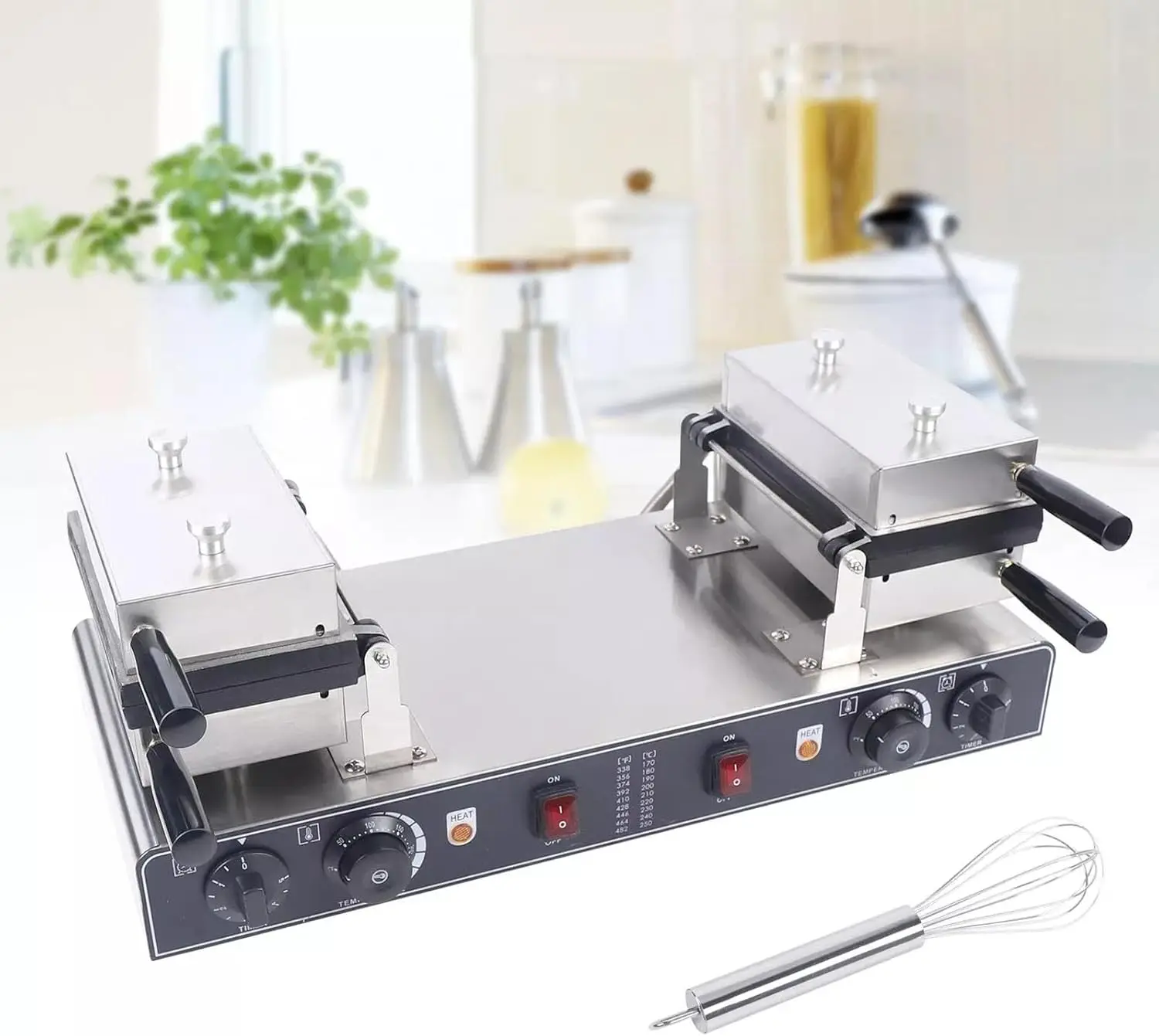 Máquina para hacer gofres eléctrica comercial, máquina para hacer gofres antiadherente de acero inoxidable de 20 piezas de 1,5 kW, máquina para hacer gofres con parrilla para gofres