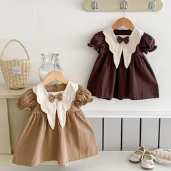 2024 New 0-4Yrs Baby Girl Clothing Short Sleeve Cotton Splicing Kids Princess Dresses Baby Girl Party Dress