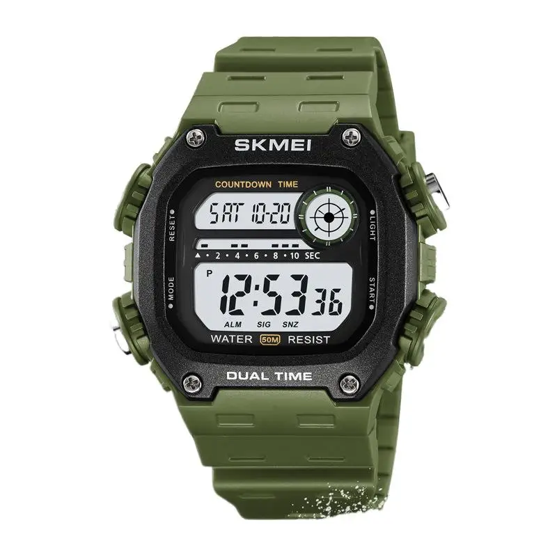SkmeiNew นาฬิกาสปอร์ตนักเรียนนาฬิกาอิเล็กทรอนิกส์ผู้ชายส่องสว่างกลางแจ้งมัลติฟังก์ชั่นาฬิกาอิเล็กทรอนิกส์