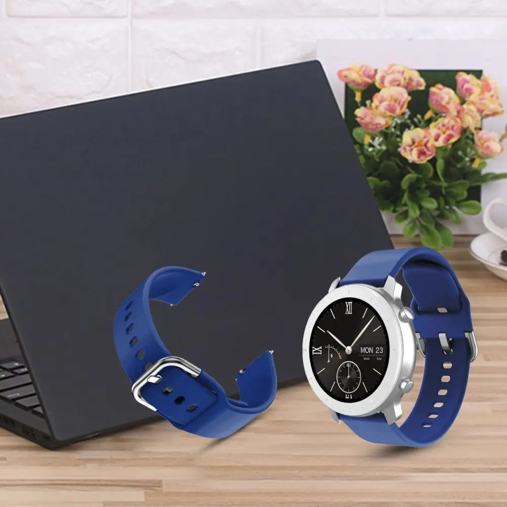 Practical Watch Band Eco-friendly Skin-friendly No Odor 20mm Silicone Smartwatch Band  Wrist Strap Bracelet Accessories