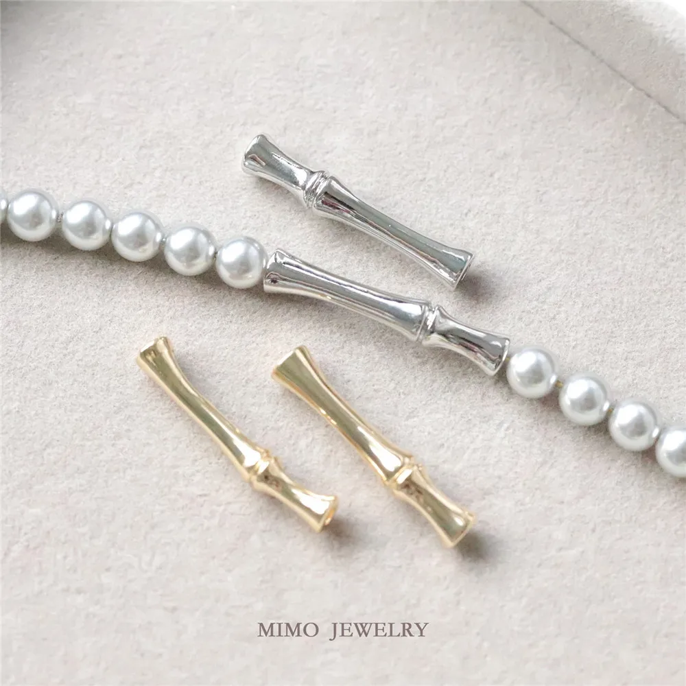 

1PCS 29.5x5.2mm Copper Plated with Real Gold, Cold Style Beaded Bamboo Joint Tube Necklace, Bracelet, DIY Handmade Accessories