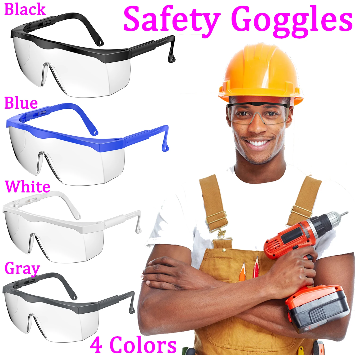 

Protective Safety Goggles Clear Lab Goggles Anti Fog Eye Protection Goggles for Men Women Clear Working Glasses