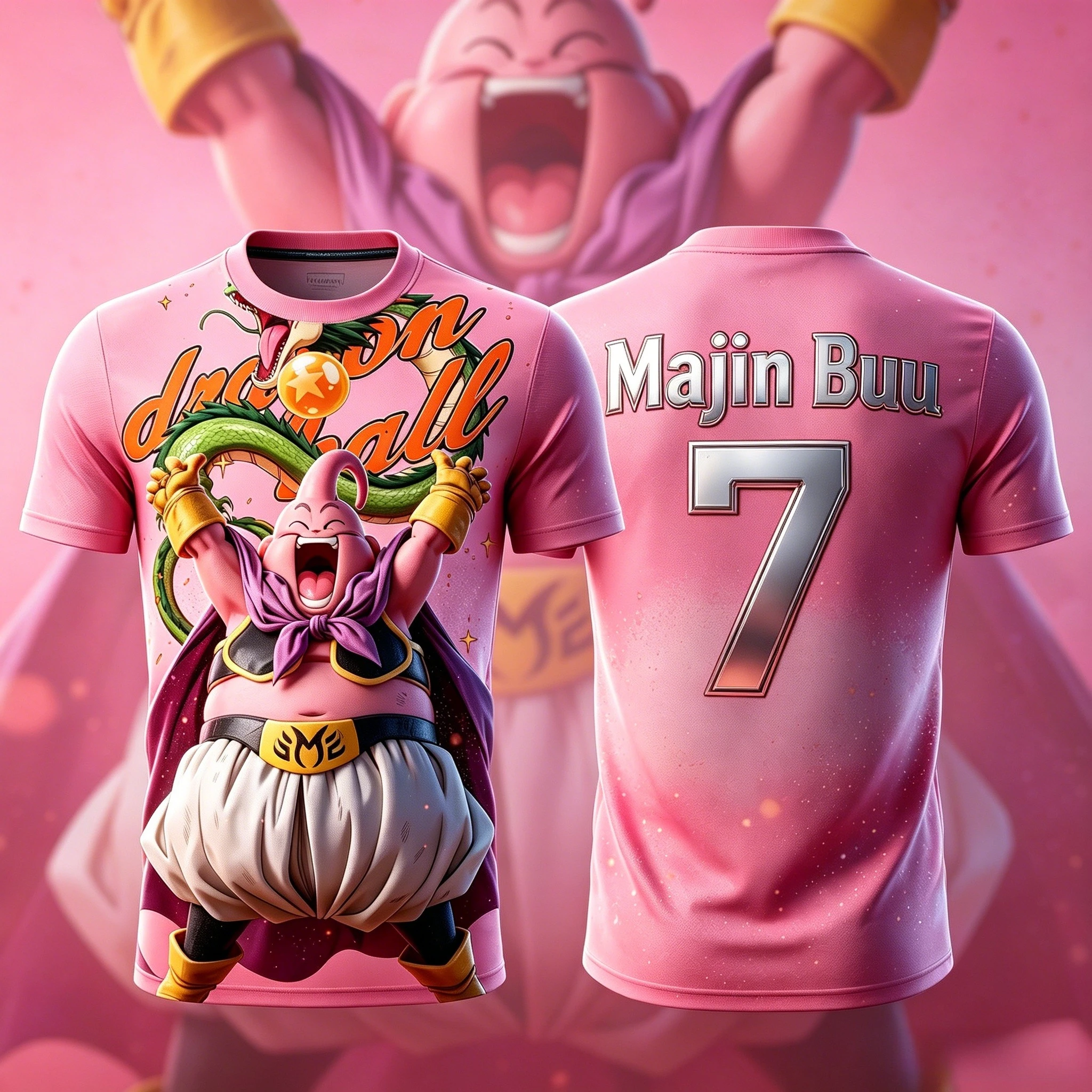 2026 New Adult Men's NO.10/7 Majin Buu 3D Printed Football Jersey T-Shirt Kids Anime T-Shirt Special Kids Jersey Breathable Y2k