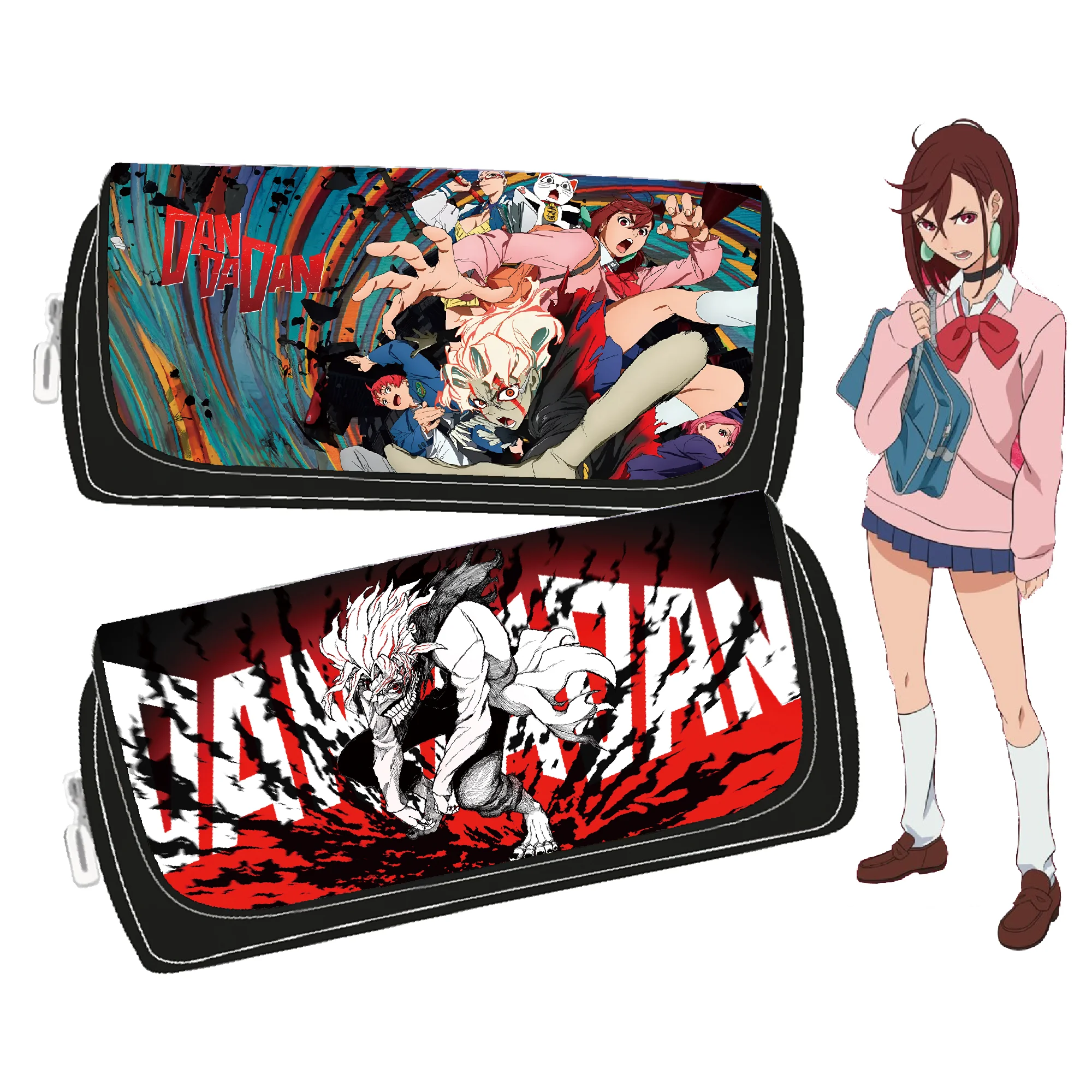 Anime DAN DA DAN Large Pencil Bag Cartoon Multi-purpose School Stationery Storage Bags Oxford Pen Bags Make up Cosmetic Bag
