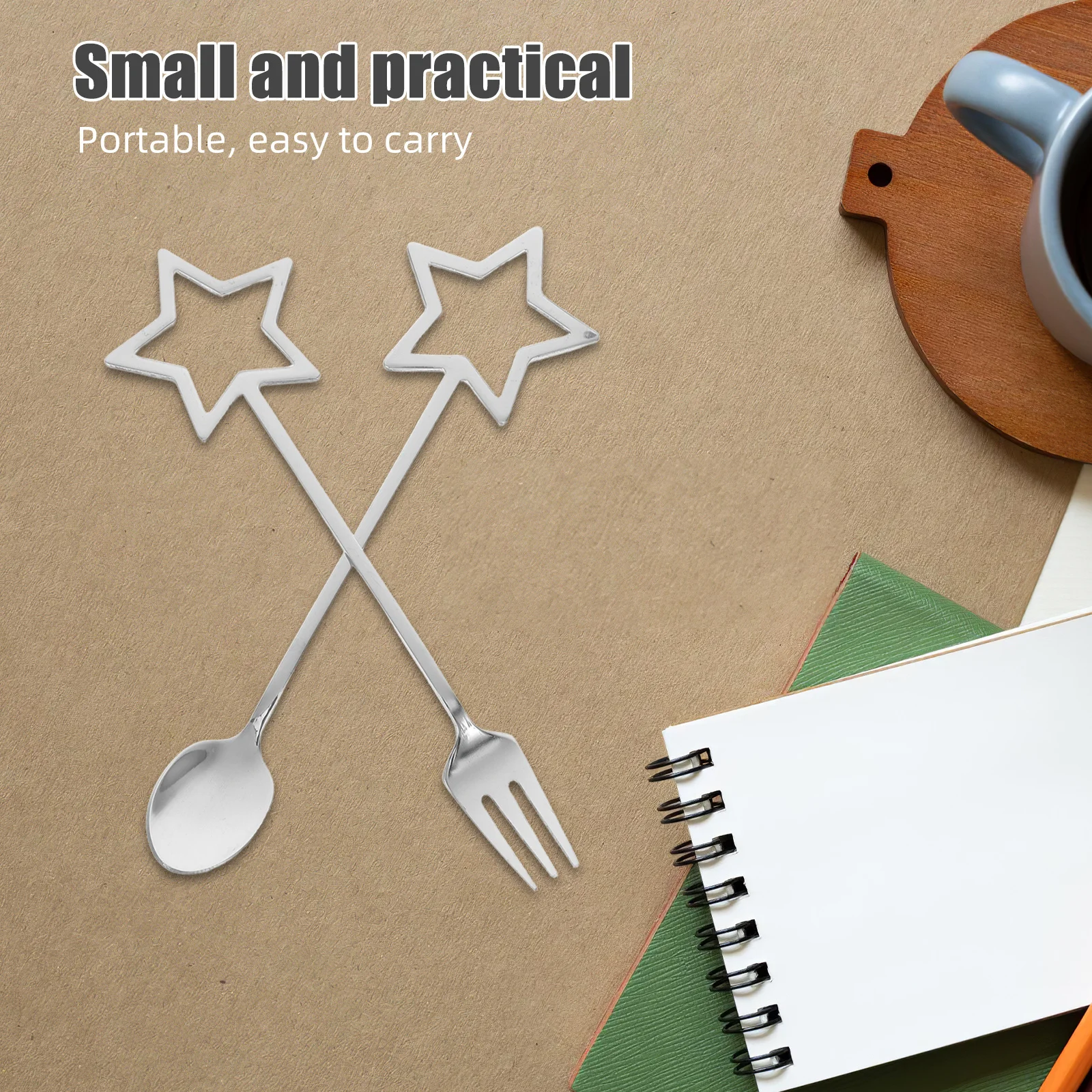 

1Set Stainless Steel Coffee Spoon and Fruit Fork Set Fine Finish Elegant Tableware for Home Dining Travel Outdoor Use