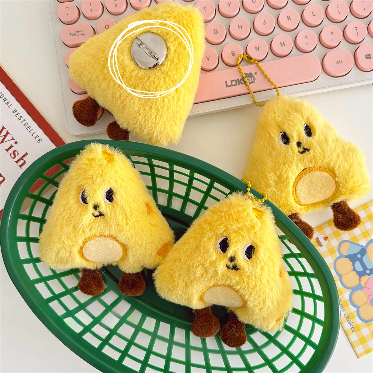 2024 Hot Creative Cute Plush Cheese Yellow Stuffed Plush Key Chain Kawaii Bag Pendant Hobby Collectibles Exclusive Design Gifts