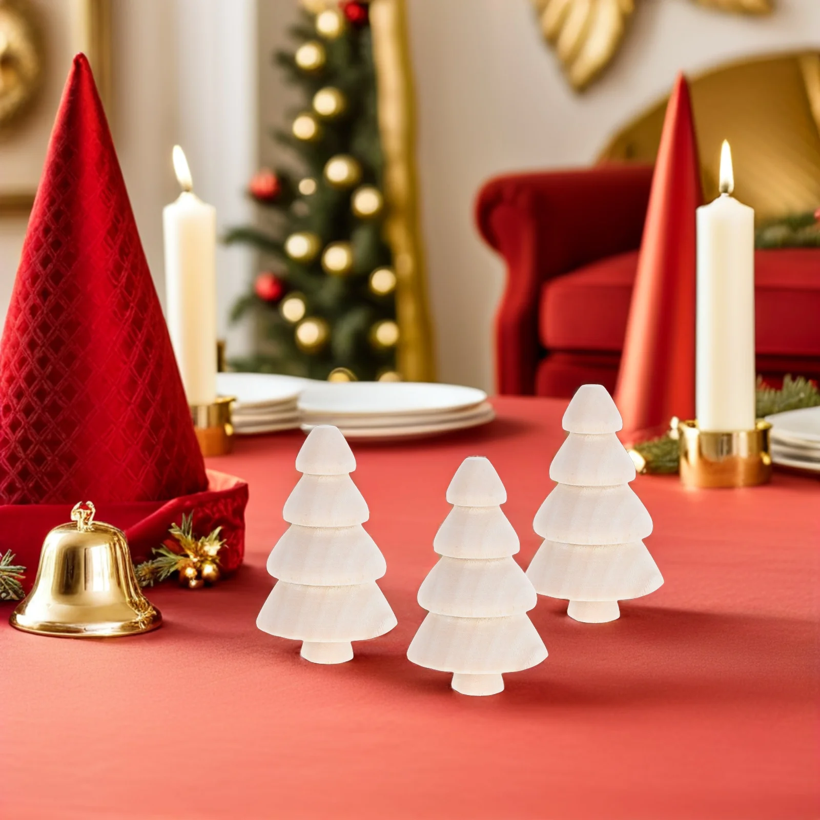 

10Pcs Unpainted Wooden Christmas Trees Mini DIY Craft Blanks Painting Ornaments Desktop Xmas Holiday Decorations