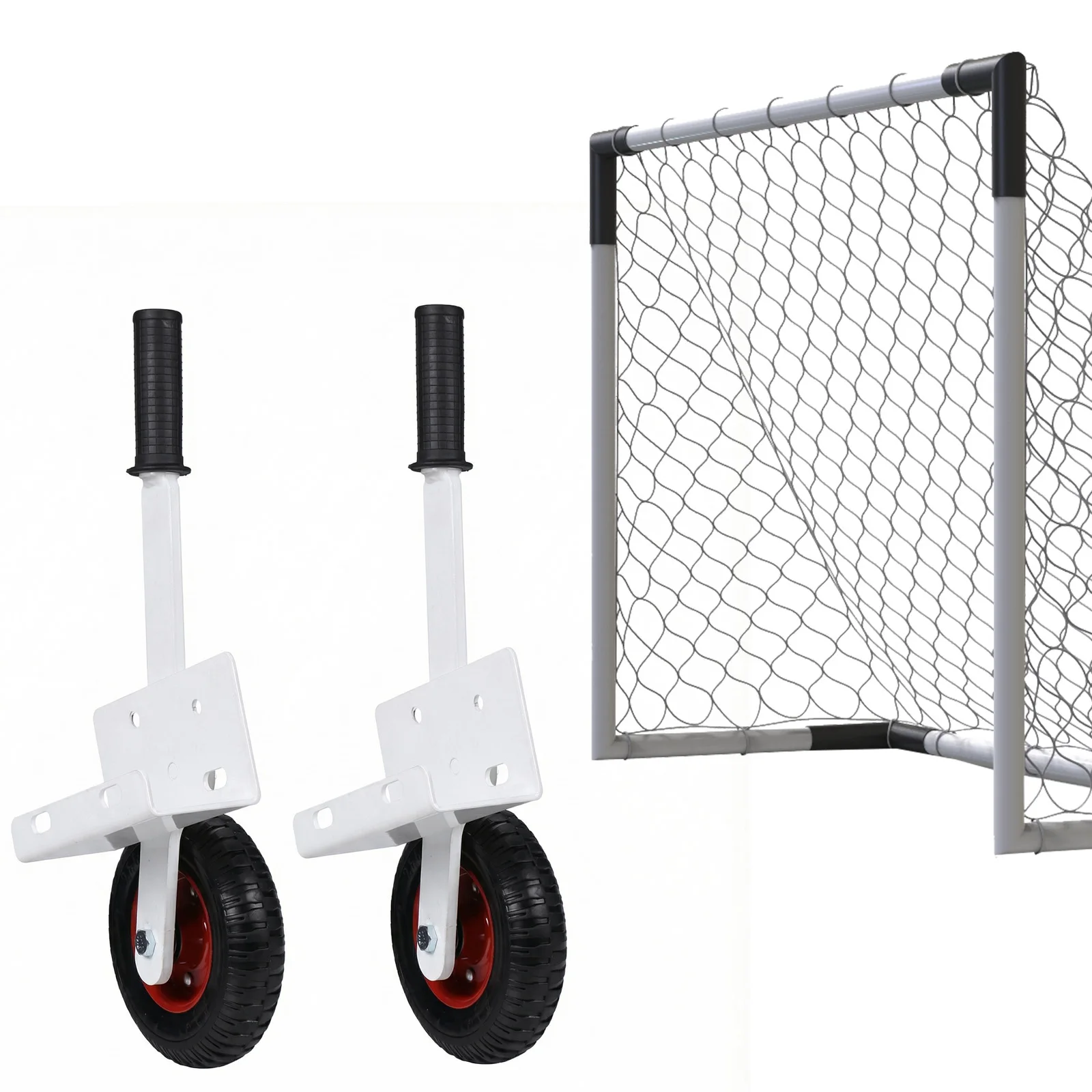 

Goal Mover with High Lift Wheels Rubber Tire Rotating Flip Over Mounting Wheel Kit Easy-Move for Portable Poultry Mobilization