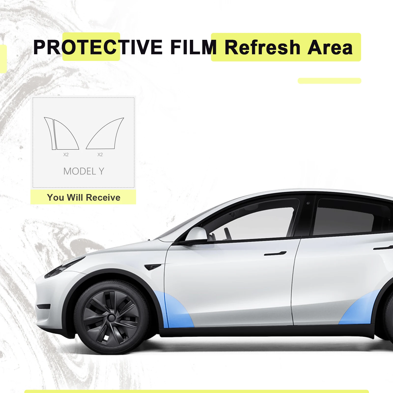 Paint Protective Film Compatible with Tesla Model Y Rear Door Waterproof PPF Films Lower Anti Scratch Stickers Pre-Cut Wraps Kit