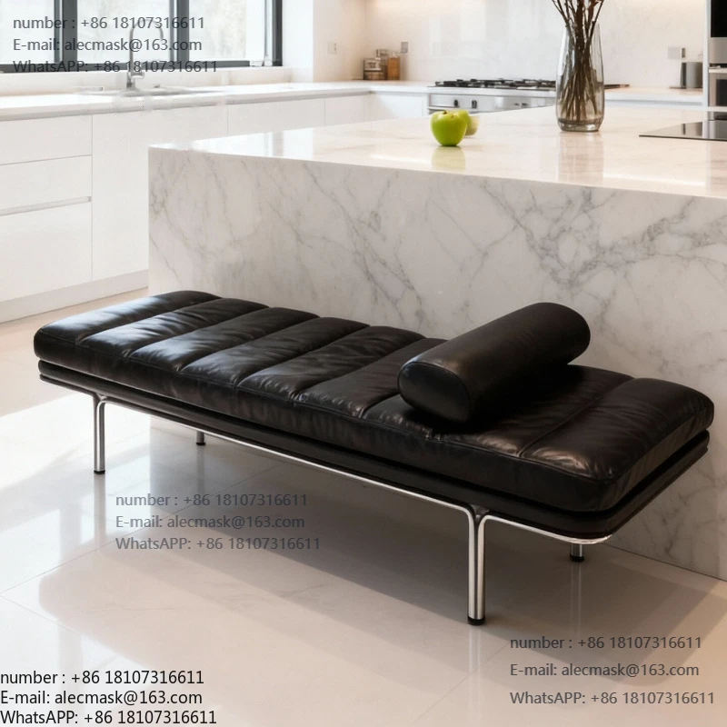 

Floor sofa living room leather art new furniture Italian light luxury medium antique black