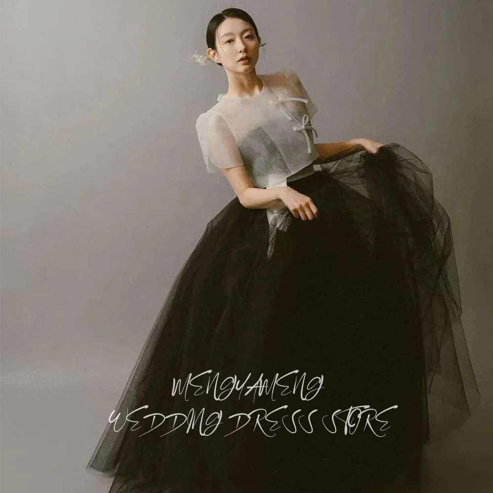 

ZHUISHU Classic Korean Wedding Dresses O Neck Short Sleeves Photo Shoot Bridal Gowns Floor Length A Line Corset Free Customized