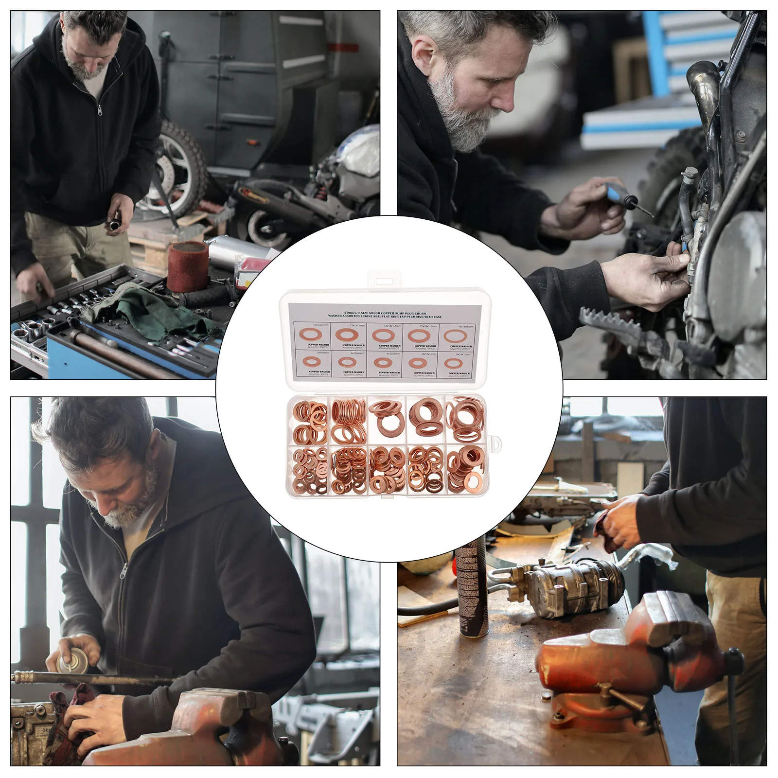 

200pcs Copper Gasket Ring Sealing Washers Flat Metric System Crush Nonmagnetic Conductive Ecofriendly Sturdy Durability