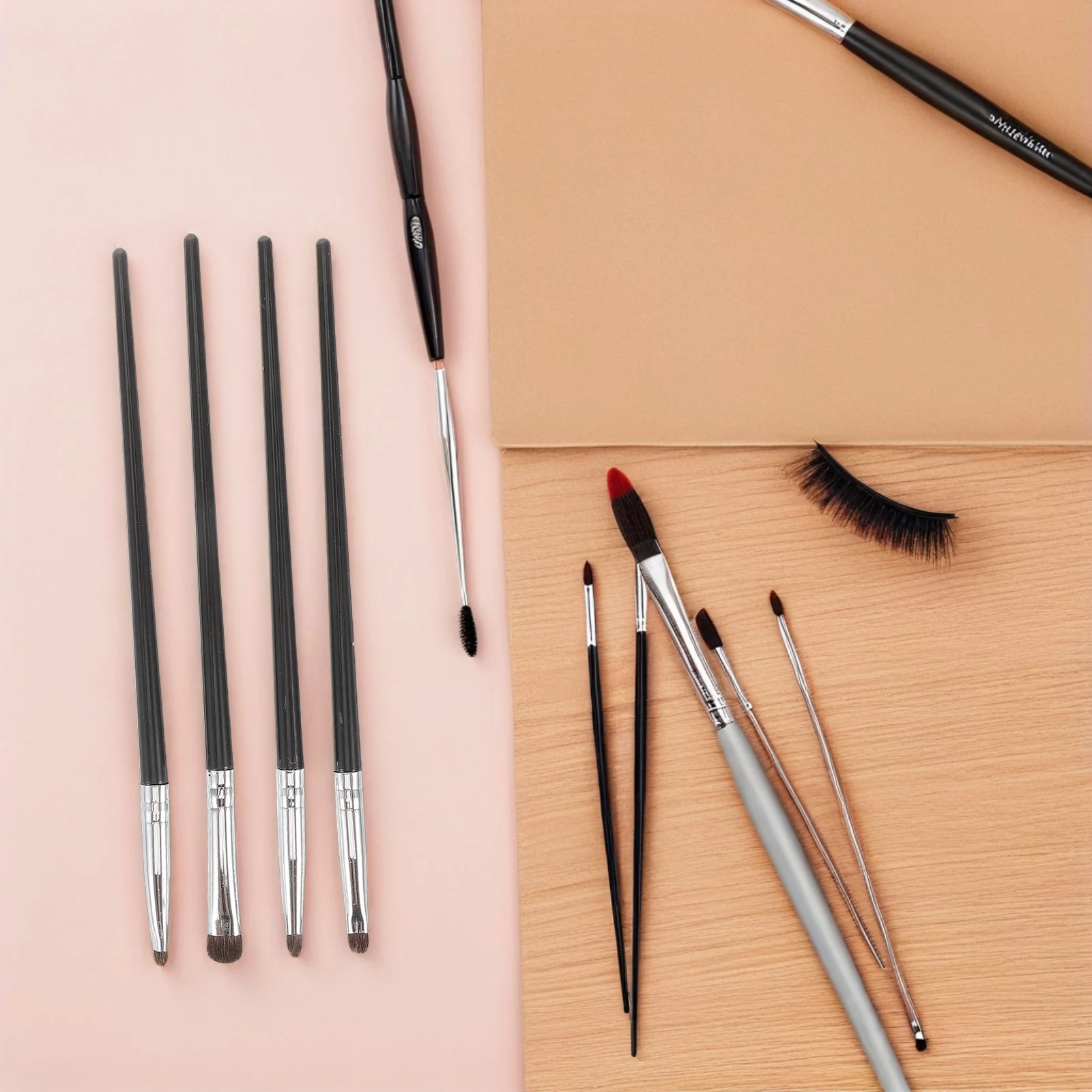 Set di pennelli professionali per trucco occhi da 4 pezzi Setole naturali Ombretto Sbavature Miscelazione Durevole A lunga durata Appassionati di bellezza