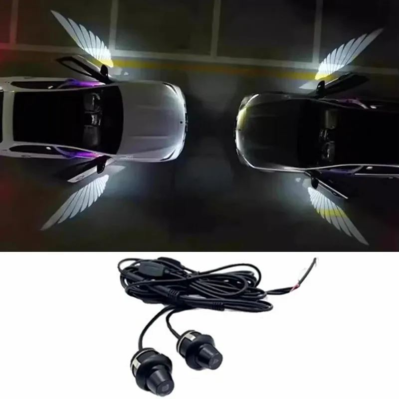 

2pcs Universal LED Welcome Door Rearview Mirror Angel Wing Auto Carpet Lamp Fit For Most Car SUV Truck Floor Illumination Decor