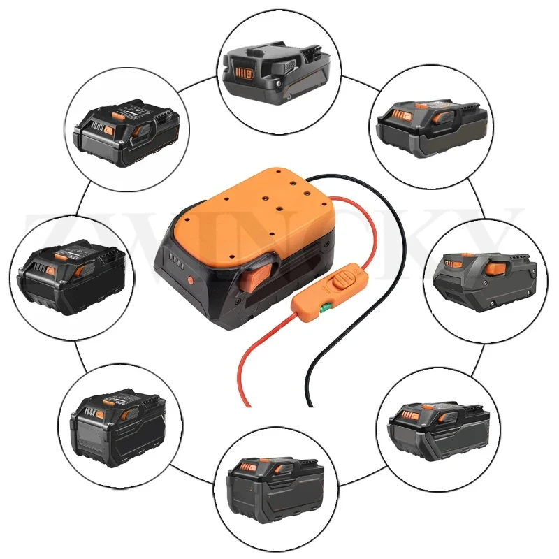 Battery Adapter Compatible for Ridgid/AEG 18V Battery All-in-one Design of The Fuse and Switch Power Tool Battery Converter