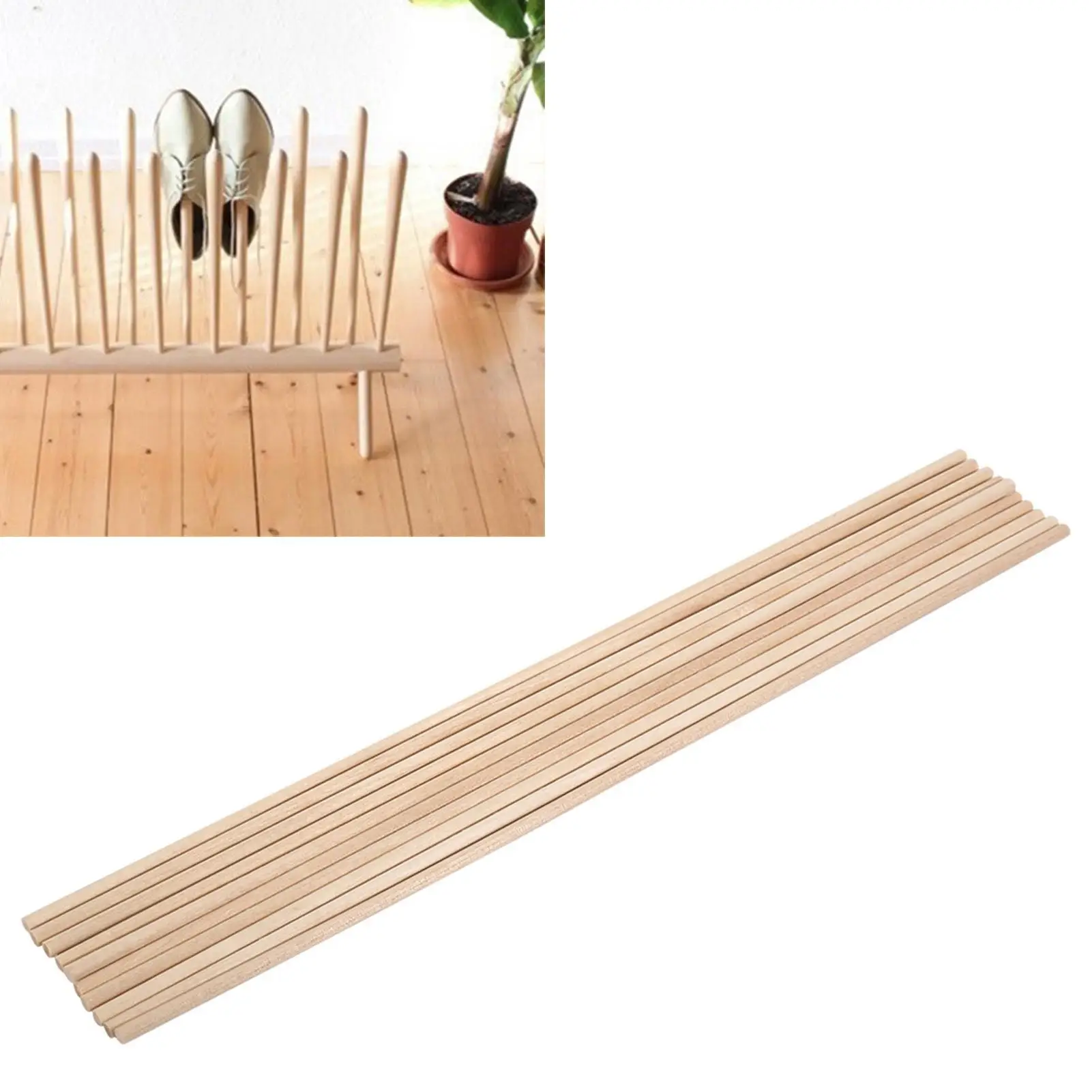 Bastoncini artigianali in legno da 30 cm, set di 10 tasselli rotondi, varie spessori, perfetti per progetti di arti e mestieri fai da te
