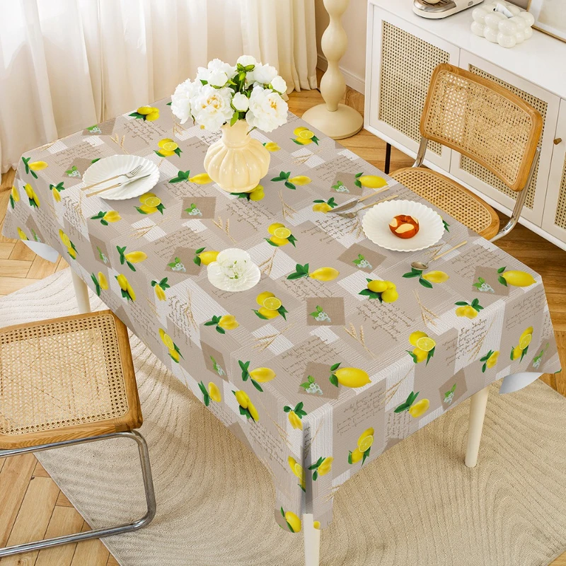 PVC Waterproof and Oil Resistant Tablecloth with Floral Patterns for Restaurant Dining Table Decoration and Kitchen Supplies
