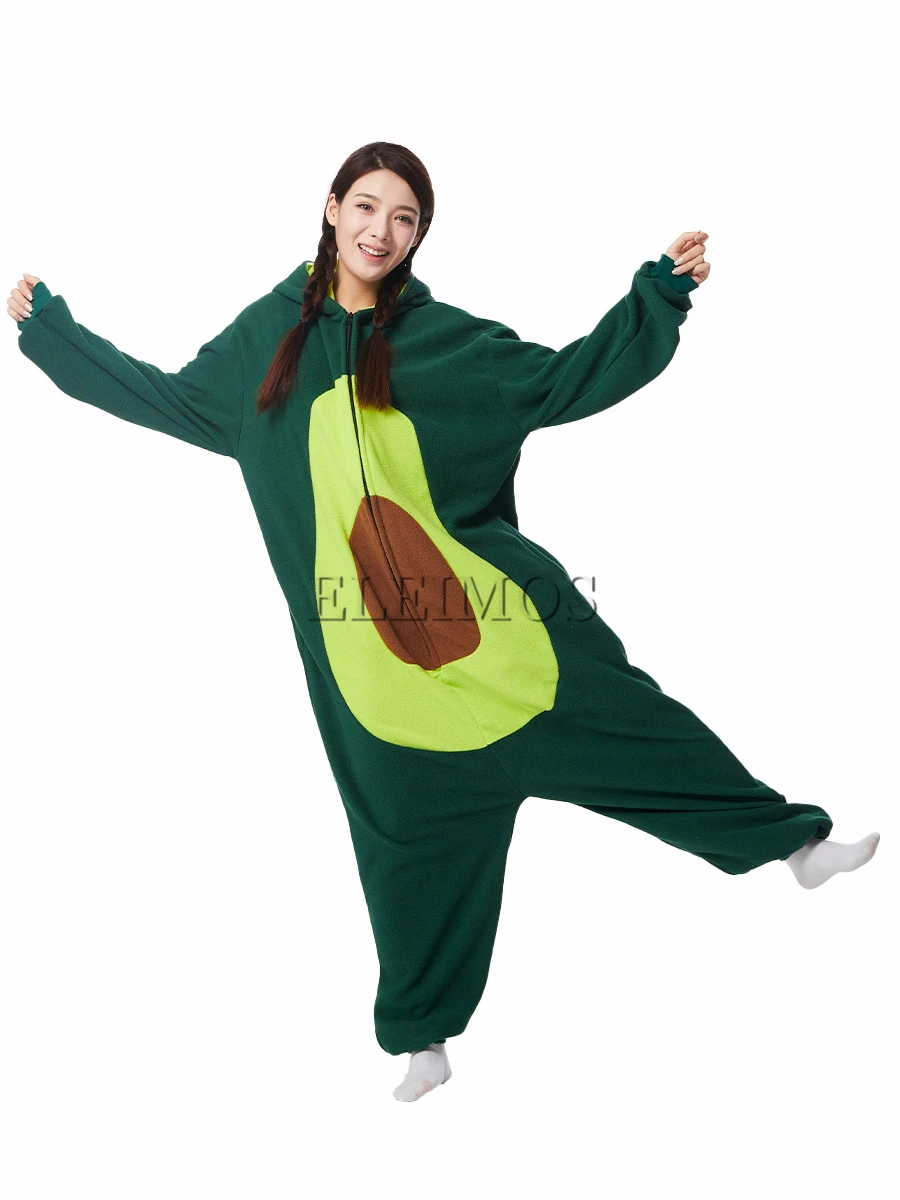 Kigurumi Onesie Avocado Pajamas For Adult Women Men Cute Animal Fruit Pyjamas Homewear Halloween Cosplay Party Costume