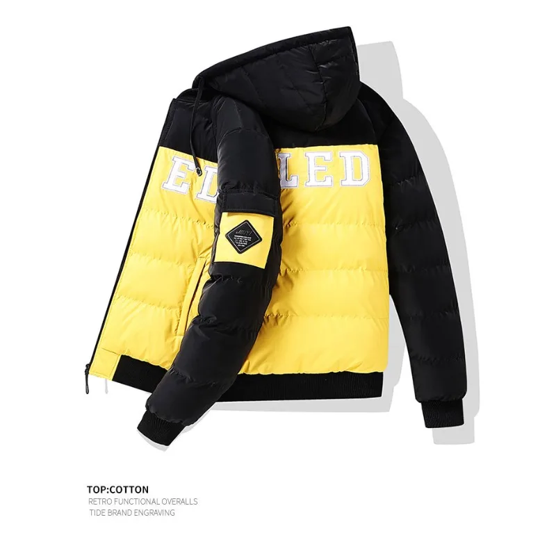Gorasion-abrigo de algodón con franjas de diferente Color para hombre, Chaqueta de algodón, vestido de estudiante, traje de pan, Chaqueta de algodón gruesa y cálida con capucha