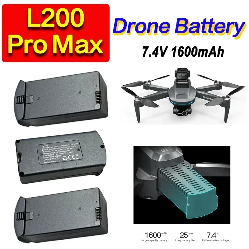 LYZRC L200 Pro/L200 Pro MAX Drone Battery 7.4V 1600mAh Battery For LYZRC Original Drone L200 Pró Max Bateria Wholesale