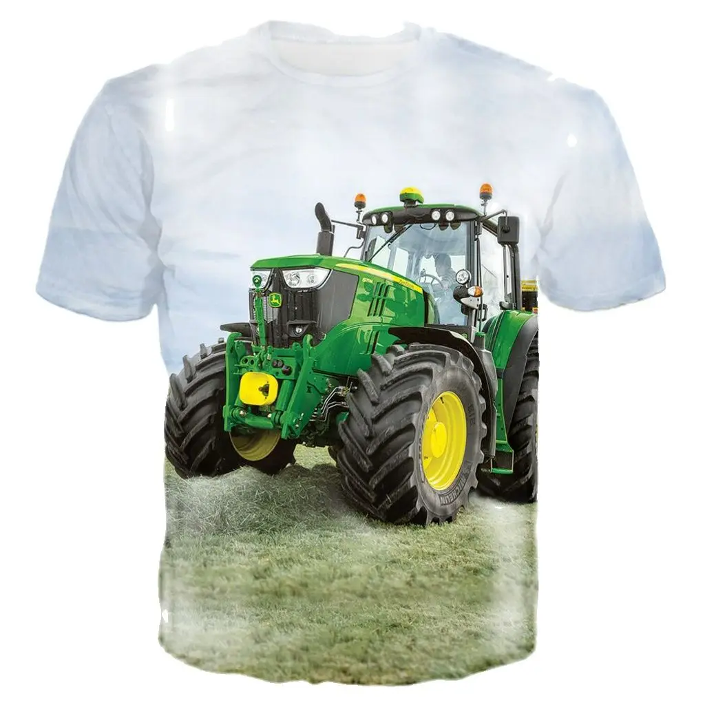 American Farm Tractor Summer 3D Printing Men\'s And Women\'s Casual Taste Personality Hip-Hop Short-Sleeved Round Neck Shirt Top